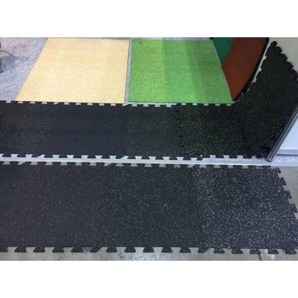 Customized Interlocking Rubber Mat Black Interlocking Rubber Gym Floor 1000mm*1000mm