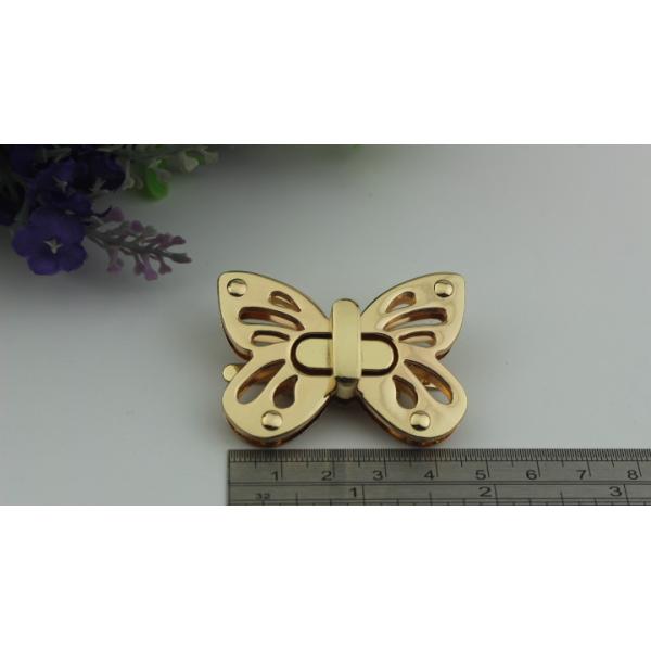 Shiny gold metal zinc alloy butterfly pattern fashion purse turn locks
