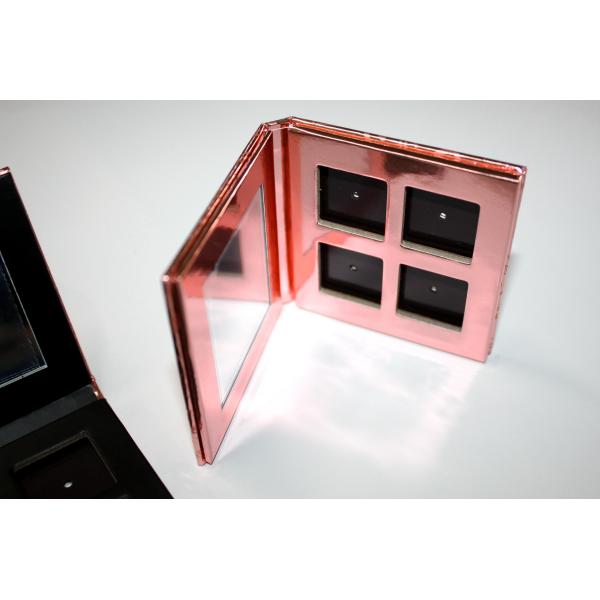 Refillable Paper Empty Magnetic Palette Metalized Rose Gold 4 Pan Eyeshadow Palette