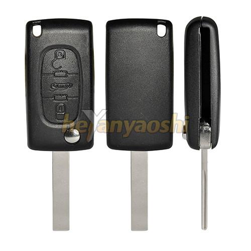 Quality Peugeot / Citroen Key Shell , Middle Trunk Flip Key Case Folding Remote Case for sale