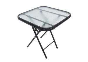China BSCI Outdoor Folding Square Tempered Glass Table With Powder Coated Frame on sale
