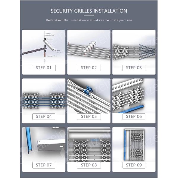 Durable Concertina Grille Villa Aluminium Frame Windows With Burglar Bars