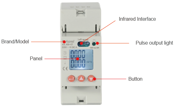 AC220V ADL100-ET Single Phase Digital Energy Meter / Multi Function Energy Meter