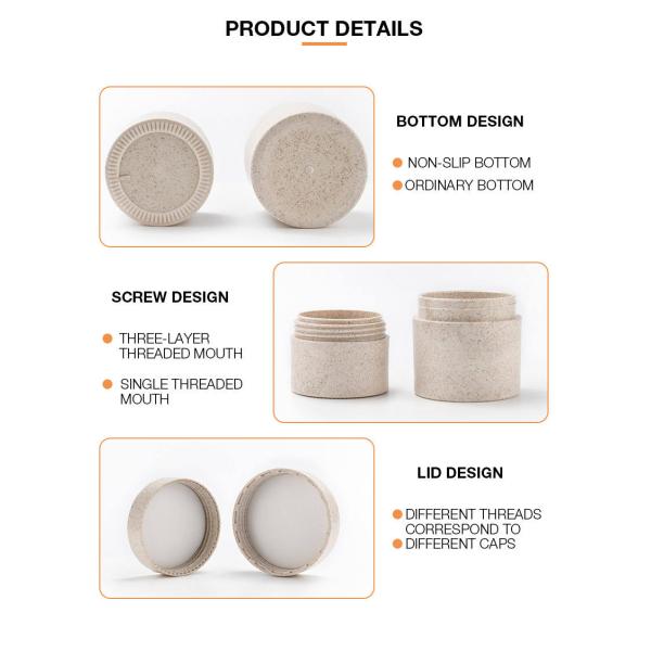 PLA Wheat Biodegradable Cosmetic Jars 8oz Recyclable 3 Layers