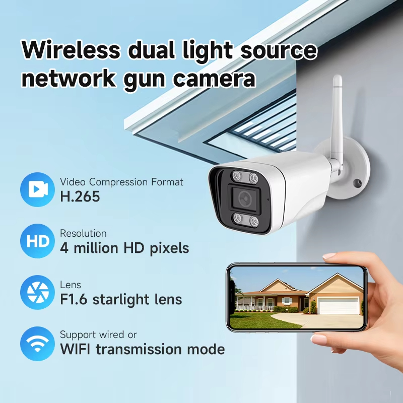 4MP Waterproof Night Vision IP WiFi Bullet CCTV Network Camera With Audio Tuya Smart Home Security Wireless CCTV Camera