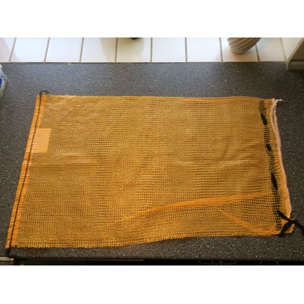 Yellow PP Woven Bag Firewood Packaging Mesh Bag with Drawstring and High Capacity