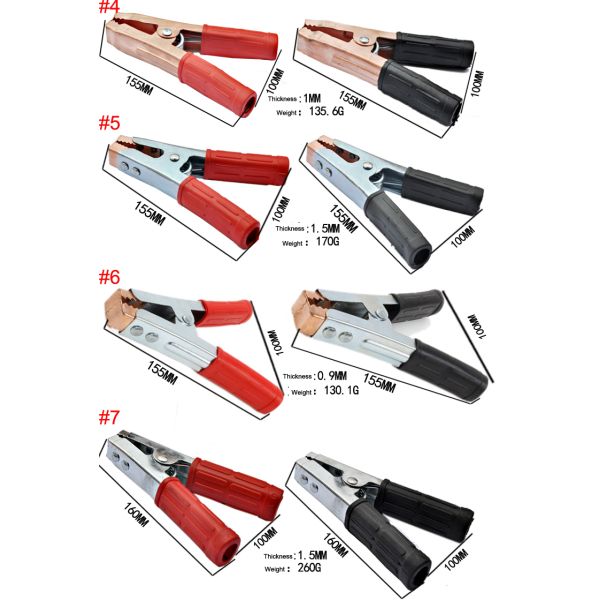 Plastic Insulated Coated Copper Boots Car Battery Alligator Clip Test Clamp 300A Rated