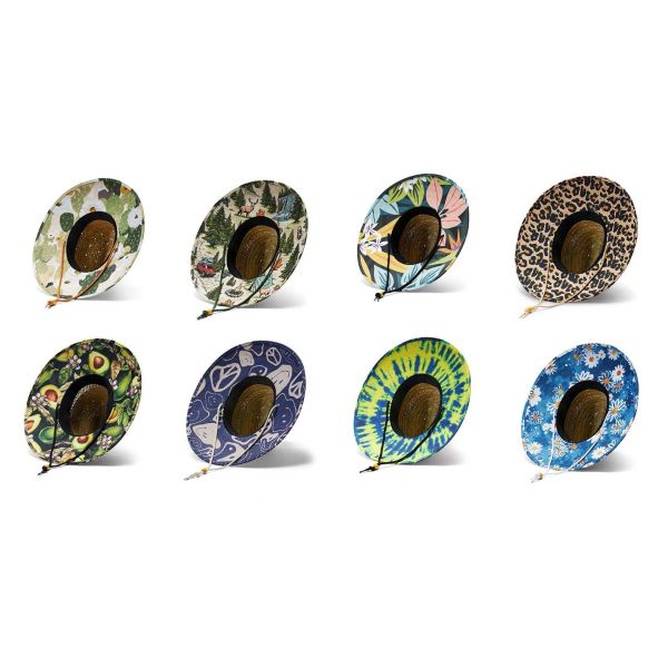 11.5cm Wide Brim Patch Straw Hat Woven Raffia Grass For Surfing