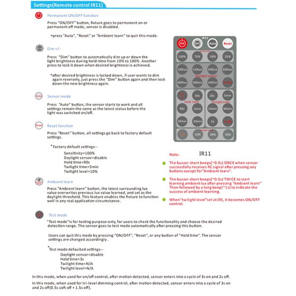 Daylight Harvesting Microwave Motion Sensor Remote Controllable Super Compact Size
