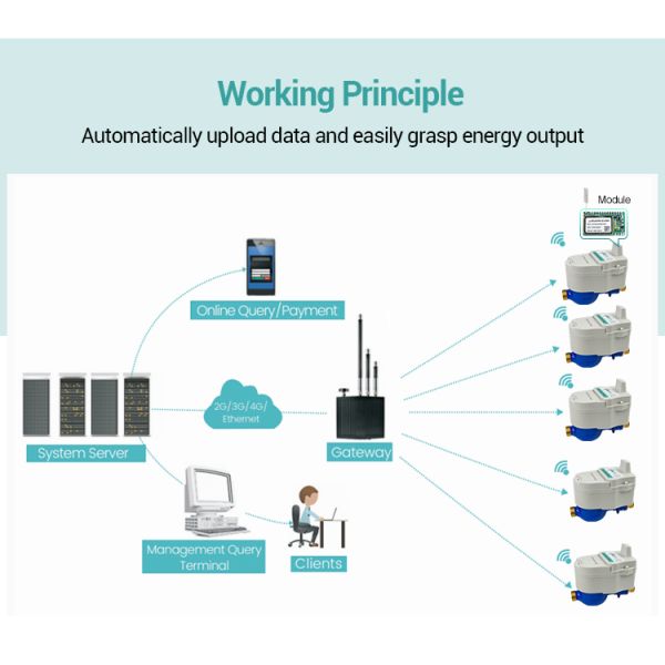 15mm-40m Coupling Seal Water Meter Management Software Lorawan Nb-iot Lora Gprs Water Meter