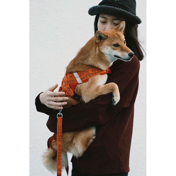 Orange Elastic Reversible Dog Harness Jacket Vest With Patches Padded Handle