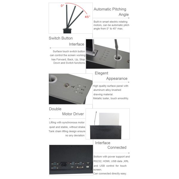BNT popular LCD monitor motorized lift mechanism with conference microphone for AV solution