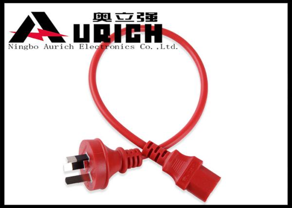 Quality Red 6ft Three Prong Australia Power Cord With IEC 320 C13 Connector 10A 250V for sale