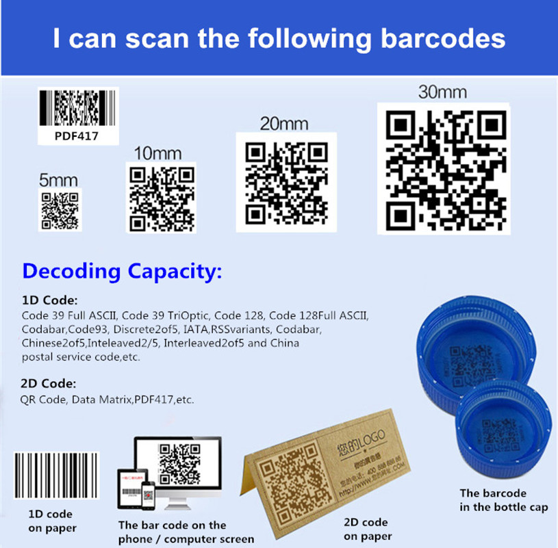 Industrial Wireless Barcode Scanner Reader 2D For Windows Mac Linux