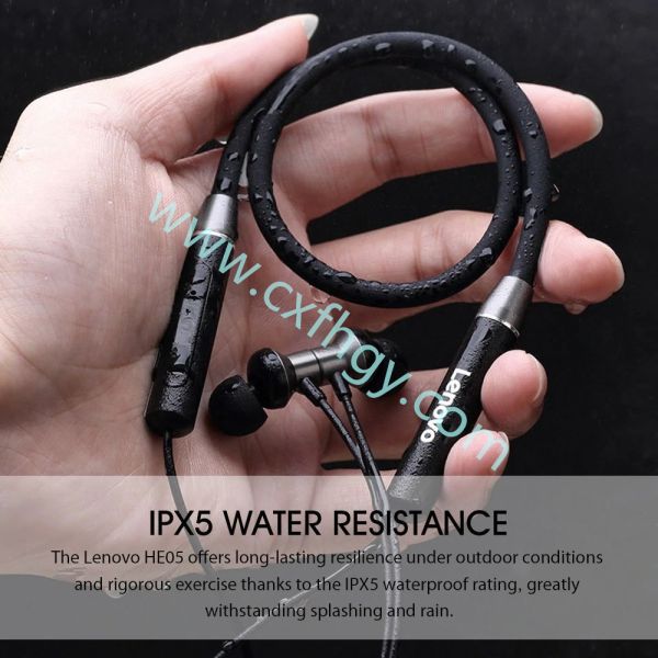 Cxfhgy Lenovo Earphone Bluetooth5.0 Wireless Headset Magnetic Neckband Earphones IPX5 Waterproof Sport Earbud with Noise