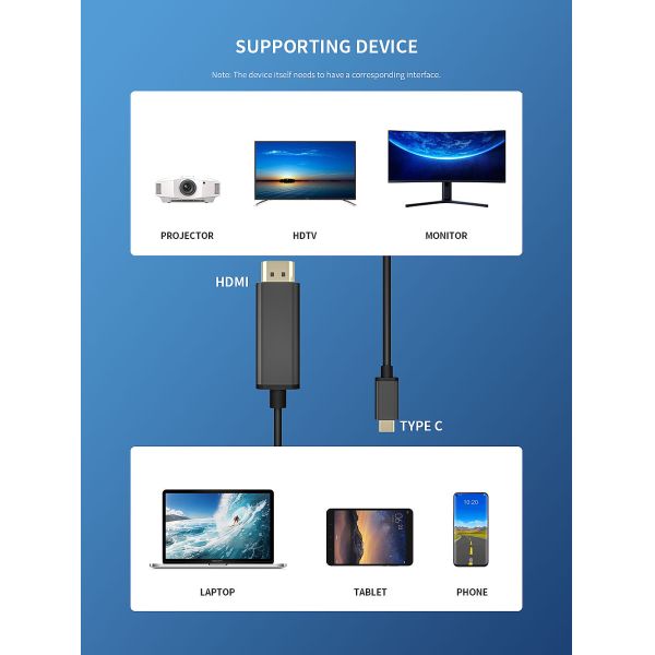 WGE 19FN 60HZ USB C To Hdmi Adapter 4k Cable HDTV 1080P