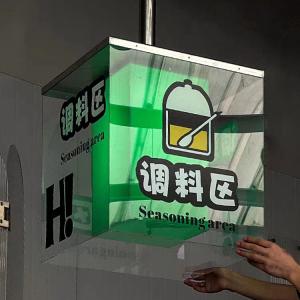 Double layer transparent acrylic rotating light box 360 degree display billboard ask head sign custom