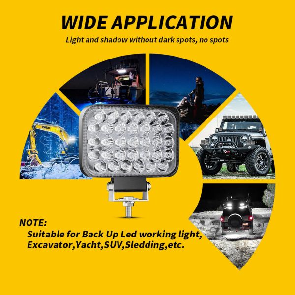5" 33LED 100W Square Off Road Work Light White For JEEP 4x4ATV UTV