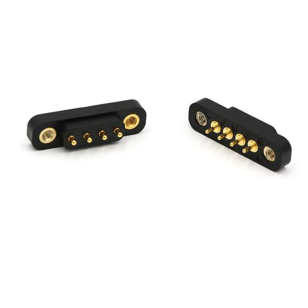 Quality Gold Plating Spring Loaded Connector Customized 4 Pin Pogo Connector 4.0mm Pitch With Nuts for sale