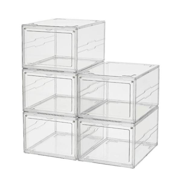 Quality Clear Magnetic Acrylic Drop Front Shoe Storage Box Anti Corrosion for sale