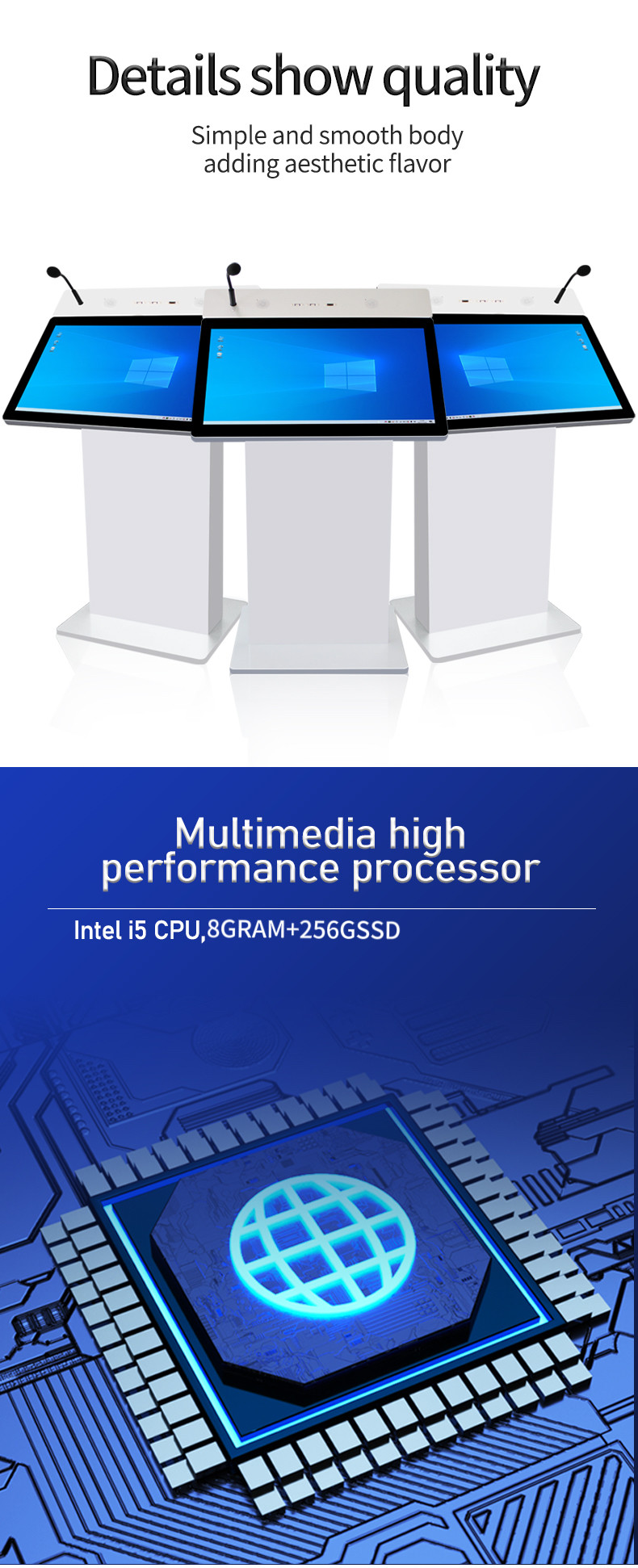 E Classroom Multimedia Podium Smart 350nits Brightness Computer Podium