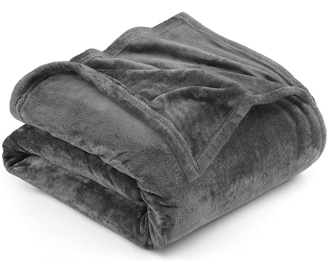 Soft Microfiber Grey Fleece Blanket 300GSM King Size 90x102 Inches by Utopia Bedding
