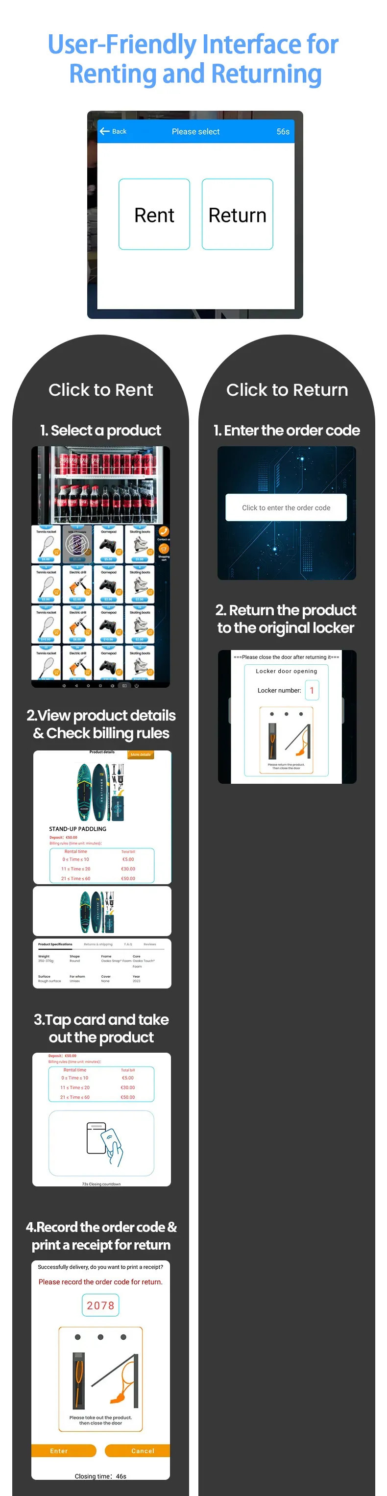 Fully Automated SUP Kayak Vending Machine For Renting SUPs And Kayaks Self-Service Outdoor Water Sports