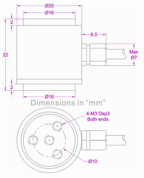 1kN compression type load cell 2000N