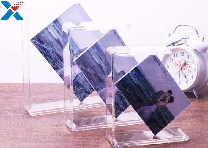 Plexiglass PMMA Custom Acrylic Frames Double Rotating U Shape Picture Table Frame