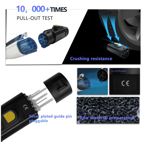 Type1 to Type2 EV Connector 32A Electric Car Charging Converter for Retrofit/Upgrade and 220V-250V Operation Voltage
