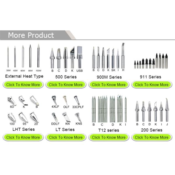 Green T18 Series Soldering Tips 40000-80000 Solder Point for Hakko Soldering Station