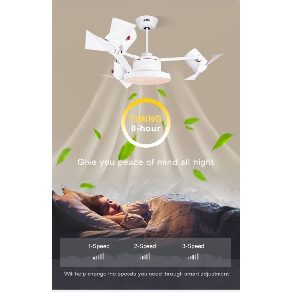 Modern Bedroom Decorative 44-inch LED Ceiling Fan with Remote Control and AC Motor