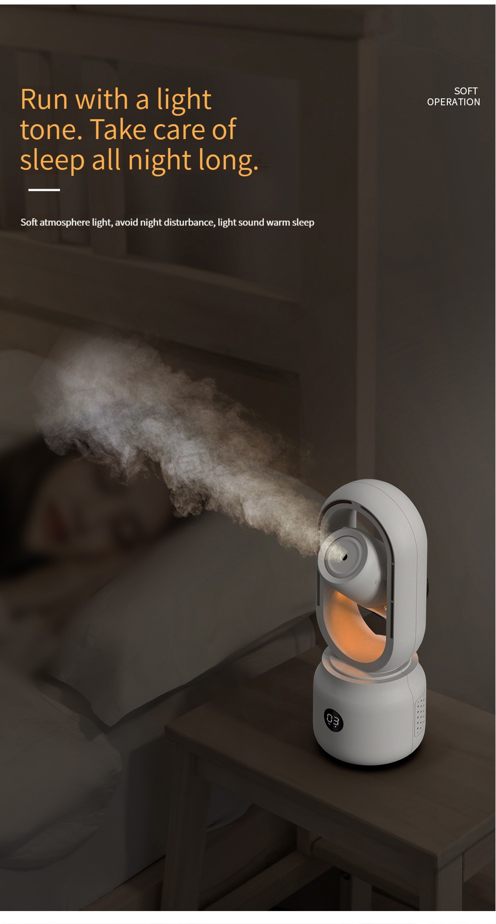 HOMEFISH 300ml Room Humidifier Multifunctional Spray Fan Battery Powered