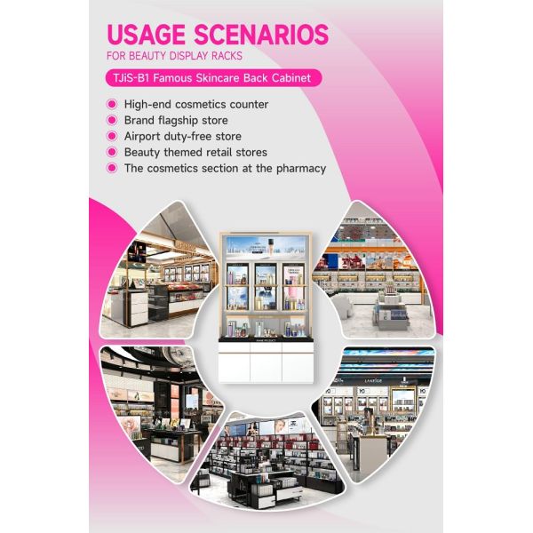 TJiS-B1 U-Shaped Titanium Edging Skincare Display Cabinet with 40mm Softbox