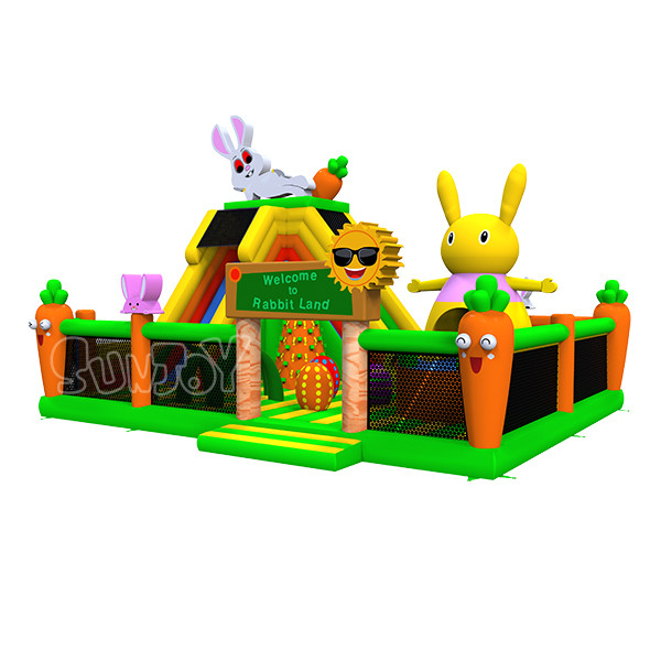 Custom Rabbit Land Cartoon Theme Inflatable Bouncy Climbing Castle