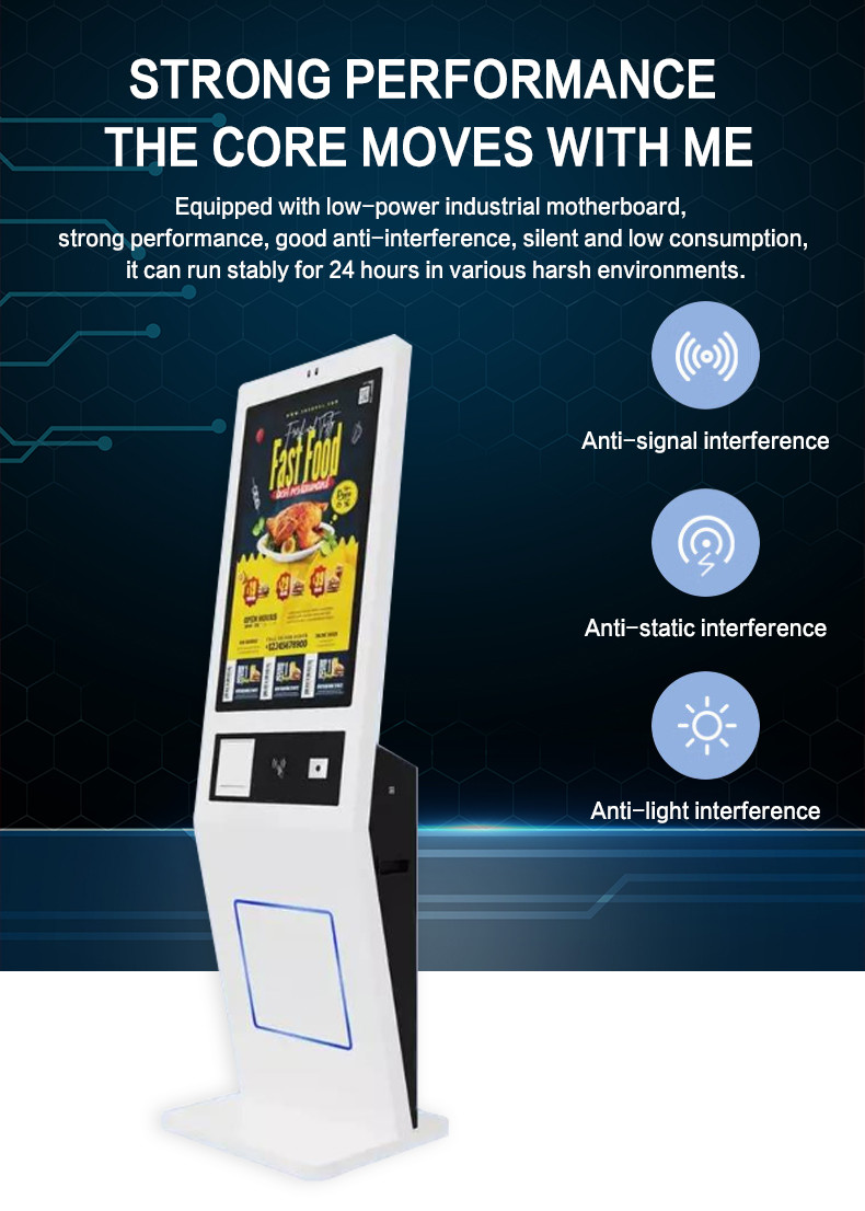QR Code Scanner Optional 21.5'' Self Service Kiosk With HD Resolution
