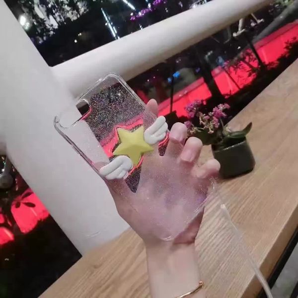 Acrylic Sparkling Wings Variety Sakura Five Pointed Star Pasted Cell Phone Case Cover For iPhone 7 6s Plus