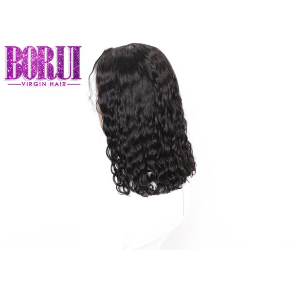 180 Density Human Hair Lace Front Wigs Pre Plucked Malaysian Water Wave Bob Wigs