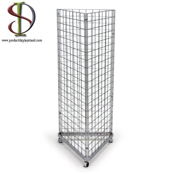 Quality Three Sides Triangle Grocery Store Display Racks For Supmarket Metal Gridwall for sale