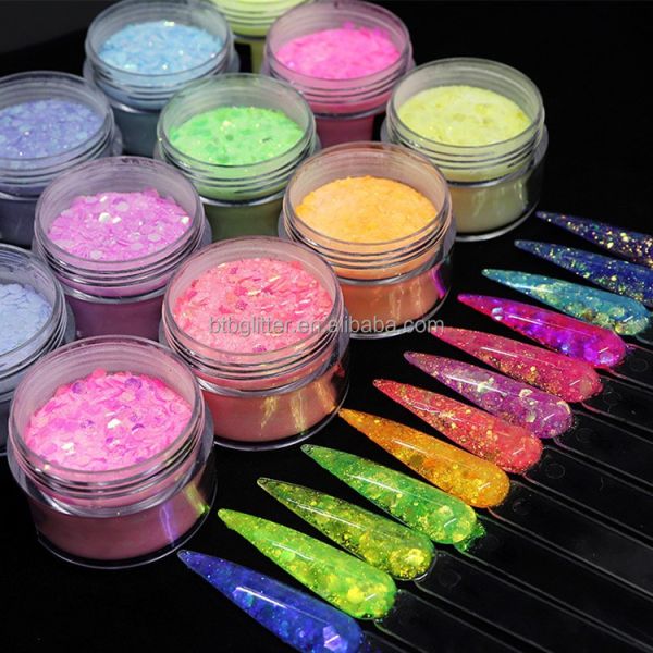 OEM/ODM Yes 30G Glitter with Acrylic Powder Mixed 30G Bottle Packing for Beauty Nail Art Flowers Nail Flakes
