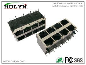 China 2X4 Jack RJ45 with Transformer+LEDs   Gigabit Connector on sale