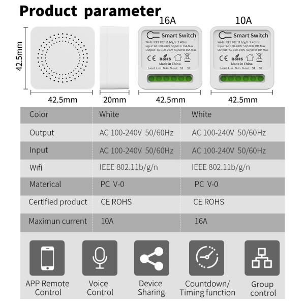App Controlled Wifi Smart Switches with AES Encryption Type for 50/60Hz