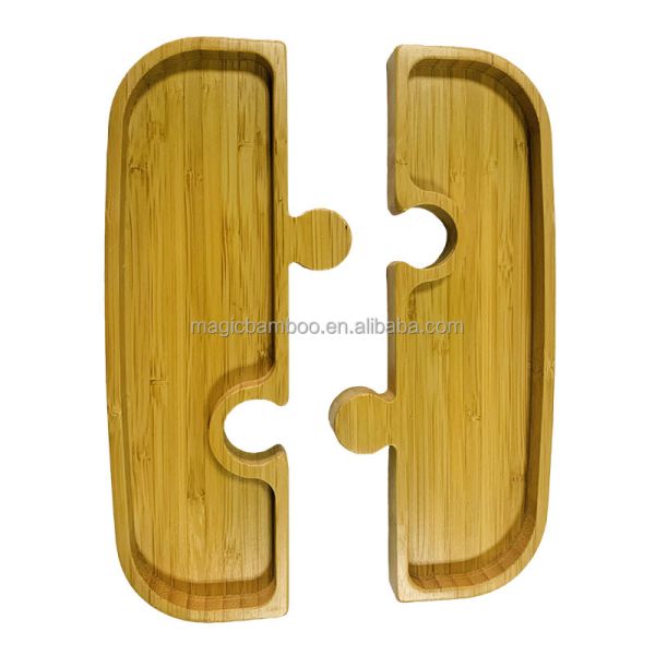 Plate Dish Bamboo Wooden Design Puzzle Shaped Tray Dinner Plate for Catering