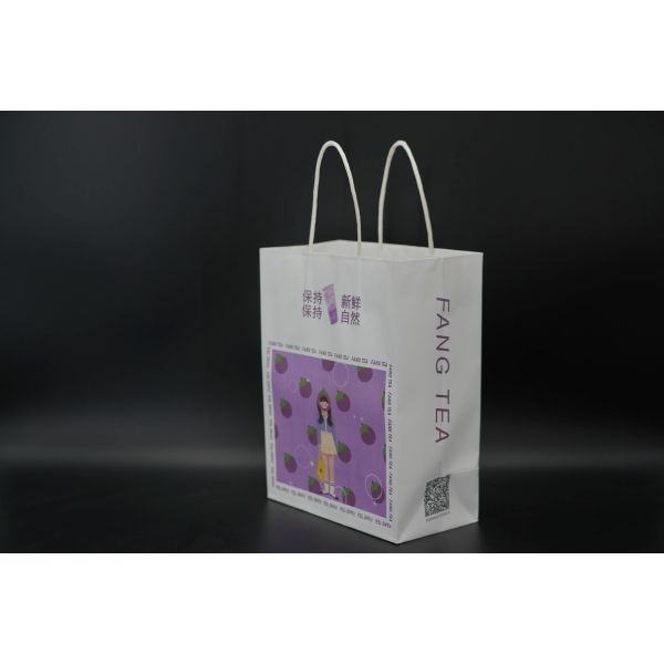 Takeaway Eco Friendly Paper Bags Printing Kraft White Cardboard Paper Bag