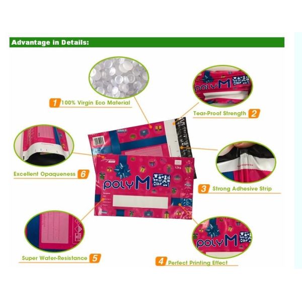 Self adhesive documents enclosed PE laminated Material Plastic Bag with Adhesive Tap