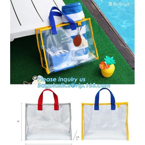 Summer Detachable Women Transparent PVC Handbag Shoulder Bag, handle shoulder strap sand vinyl tote clear pvc beach bag