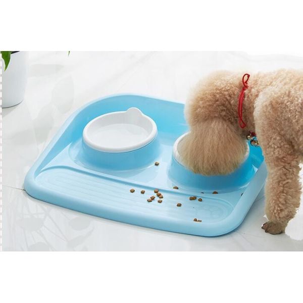 Non Slip Plastic Feeding Dishes No Spill Pet Dog Cat Double Food Water Bowl For Cat Dog, Premium Colorful Dog Water Food