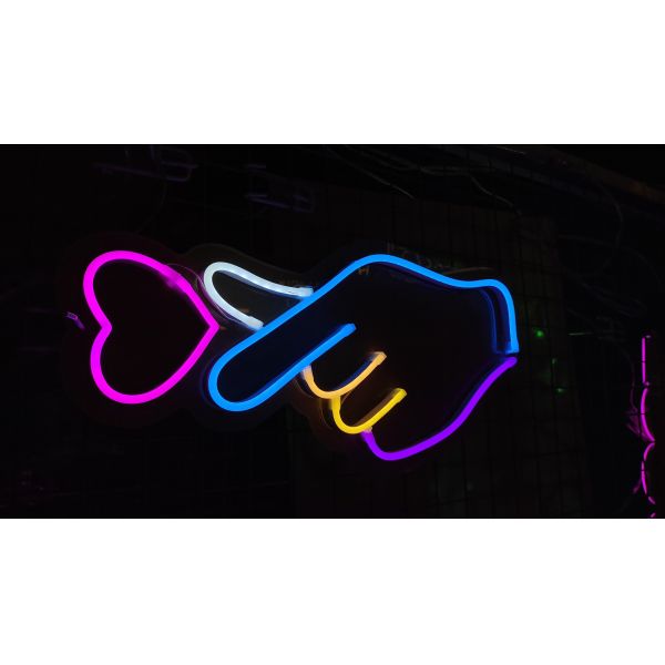 Custom finger heart neon sign men cave bedroom Dorm wall lighting deco