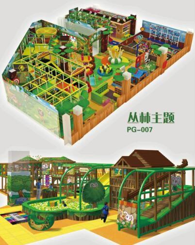 Indoor soft playground in fantasy colors design and games for kids in forest