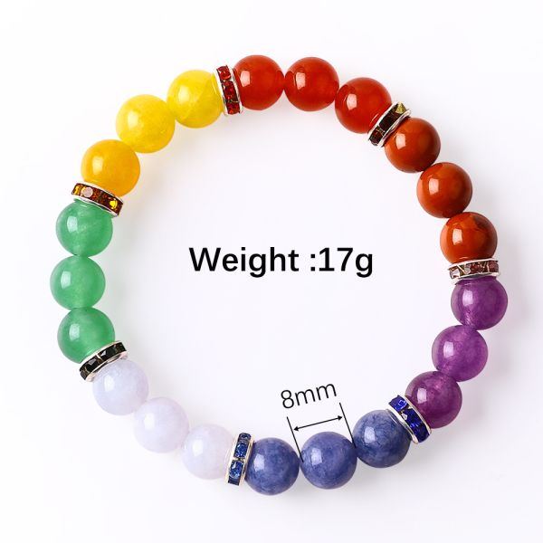 4mm/6mm/8mm/12mm Handmade Crystal 7 Chakra Bracelet Length 18cm